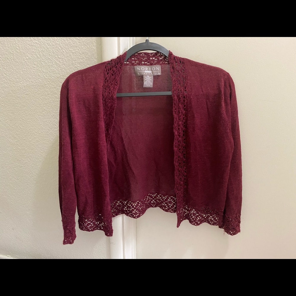 Norton McNaughton Burgundy Cardigan